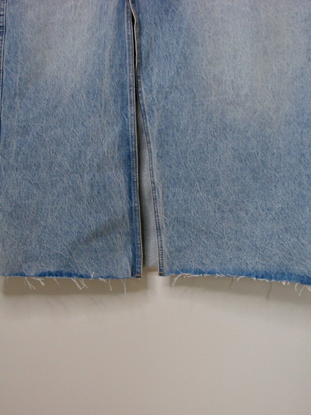 Zara Light Blue Denim Midi Maxi Skirt Asymmetric Fly Raw Hem BRAND NEW NWT XXL - Picture 9 of 15